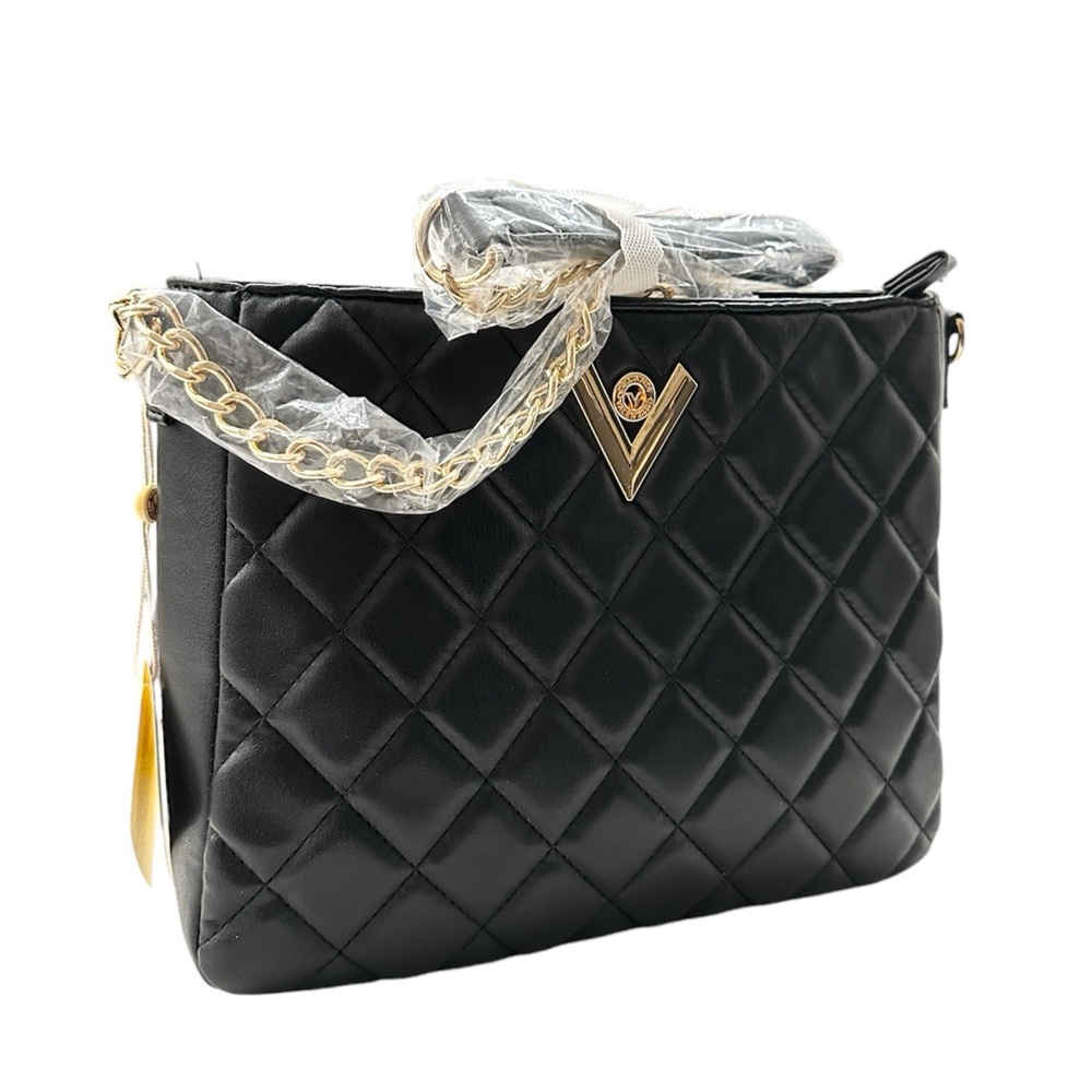 NWT Valentino Orlandi Style V-2005 Quilted Crossbody Black